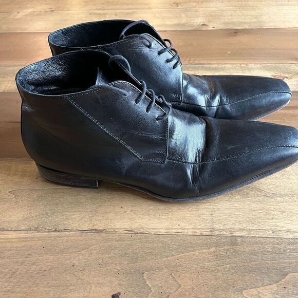 Fiorangelo Italian Designer Handmade Mens Black Leather Oxford Dress Shoes - siz - Picture 2 of 11